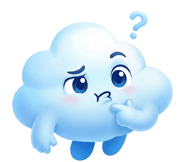 Confused cloud character surrounded by repeated form fields